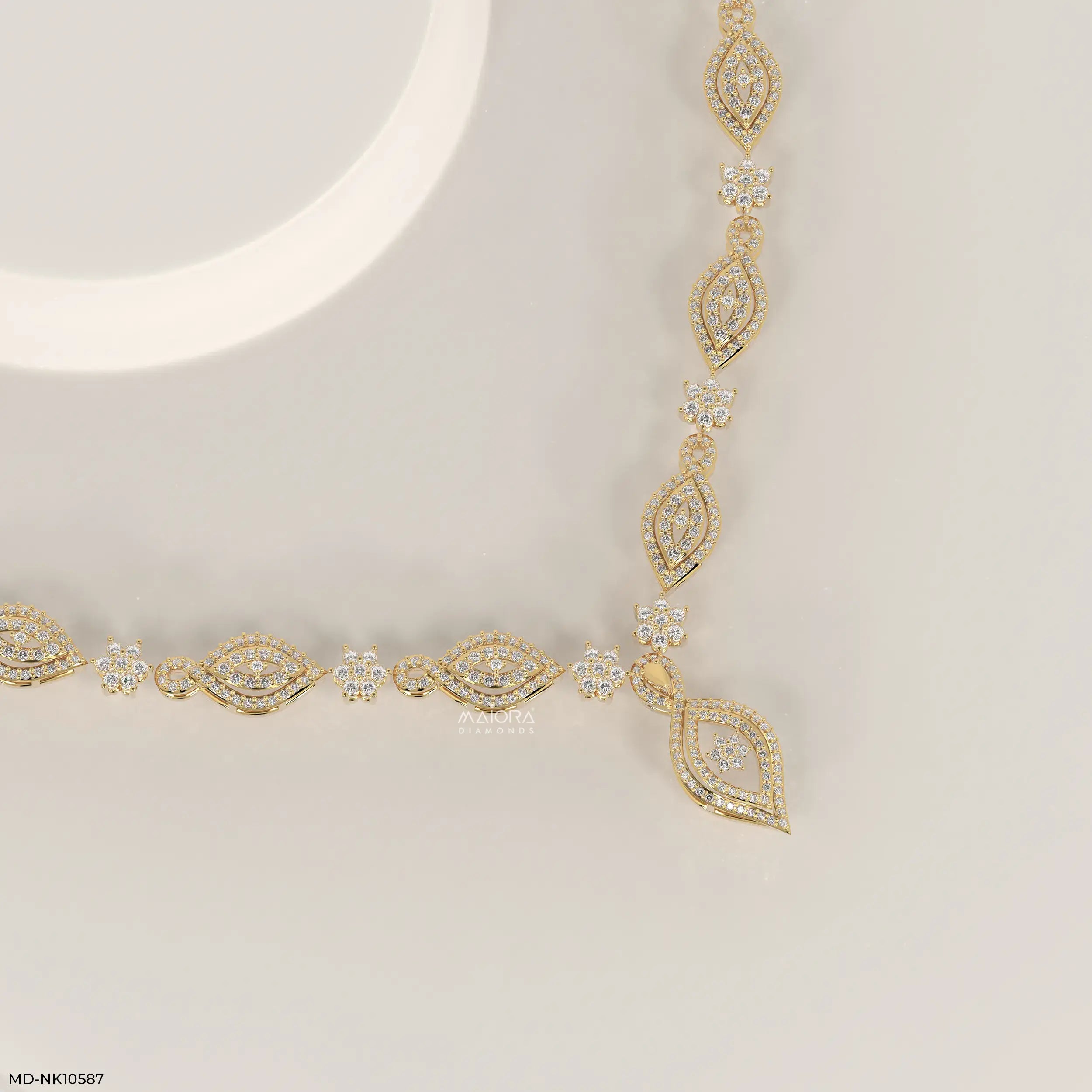 Petal Glam Cluster Diamond Necklace 9K Yellow Gold