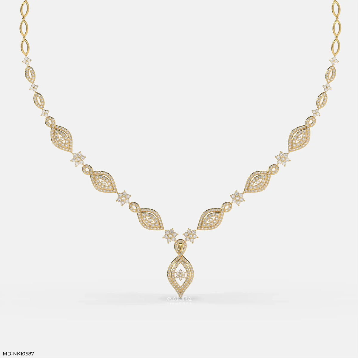 Petal Glam Cluster Diamond Necklace