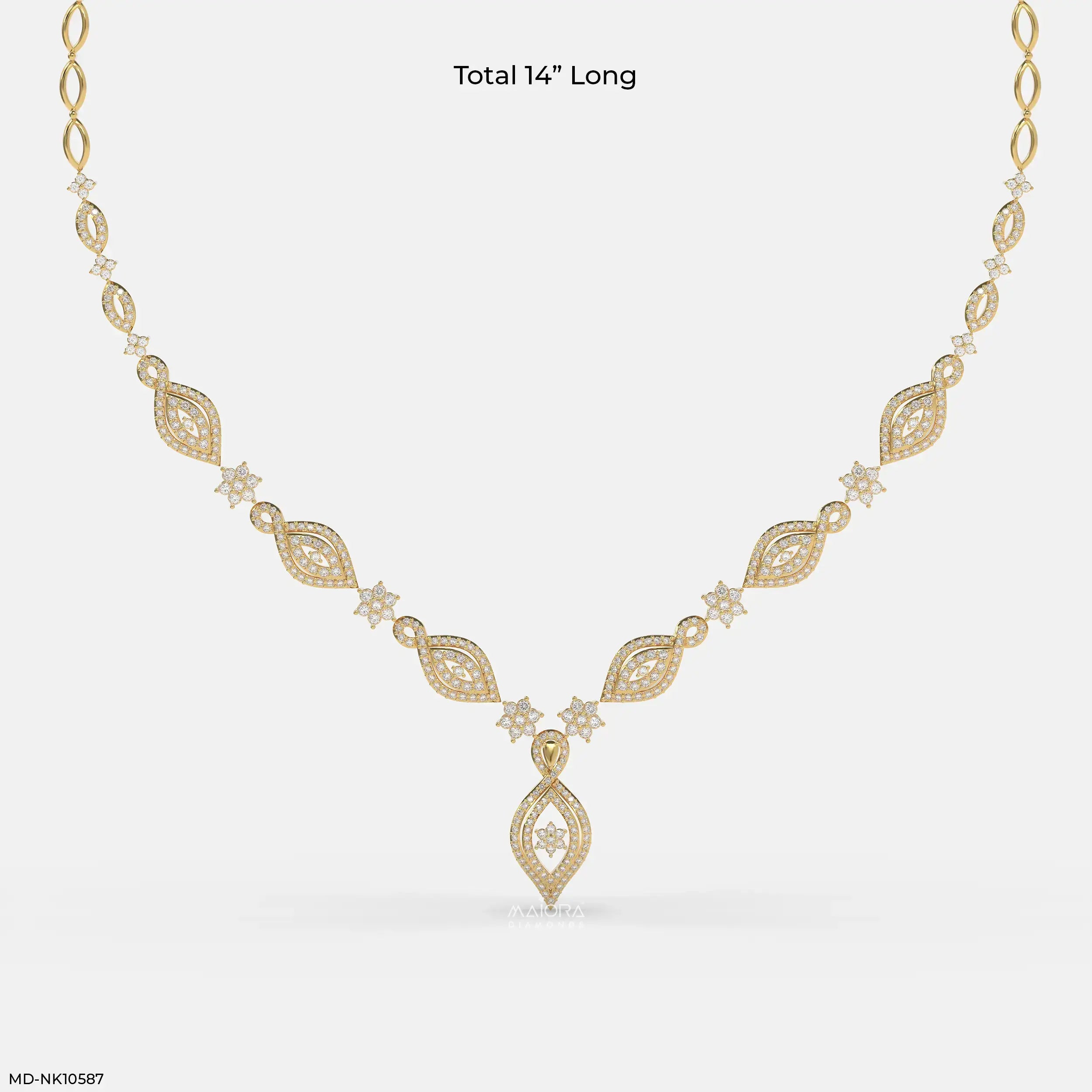 Petal Glam Cluster Diamond Necklace 9K Yellow Gold
