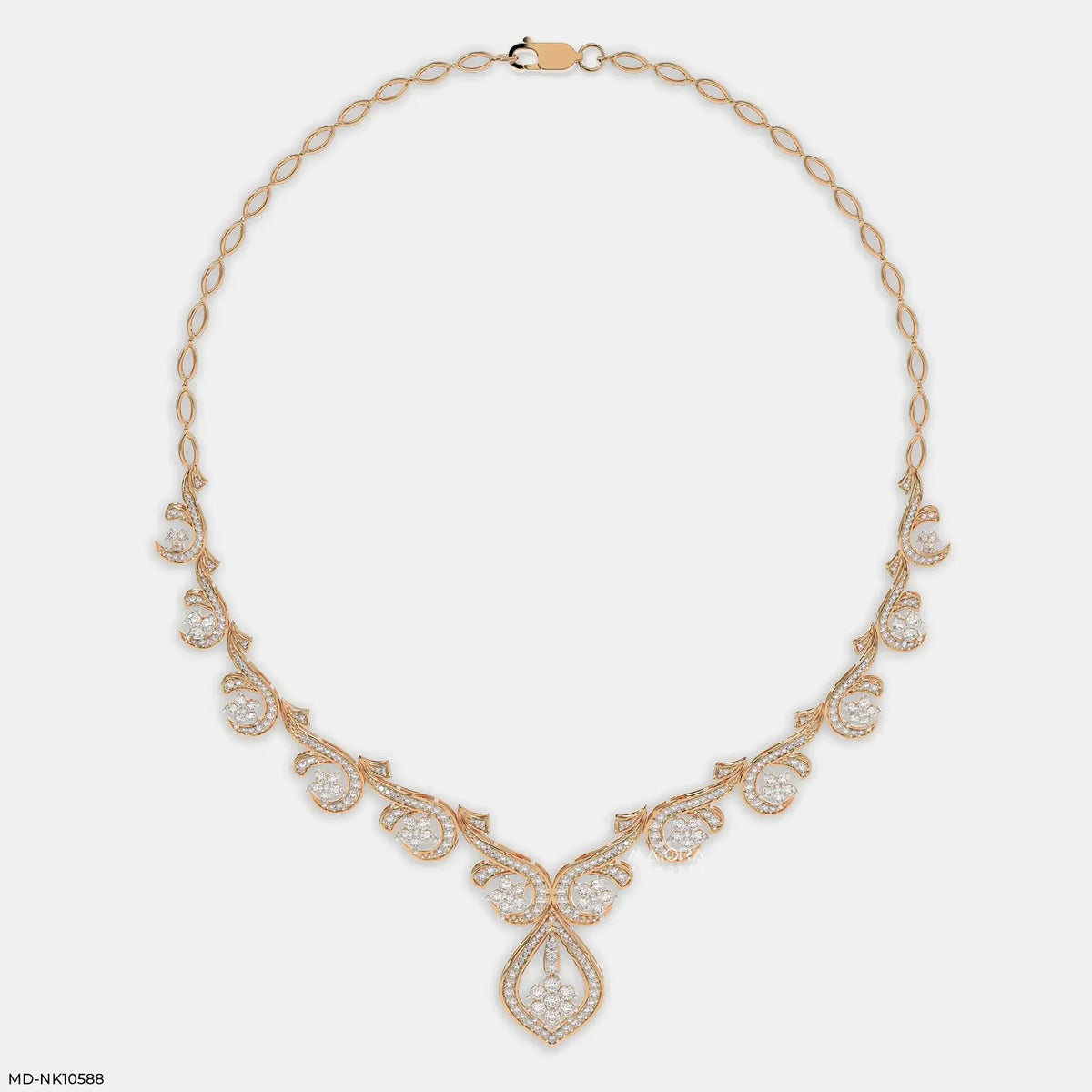 Floral Golden Swirl Diamond Necklace