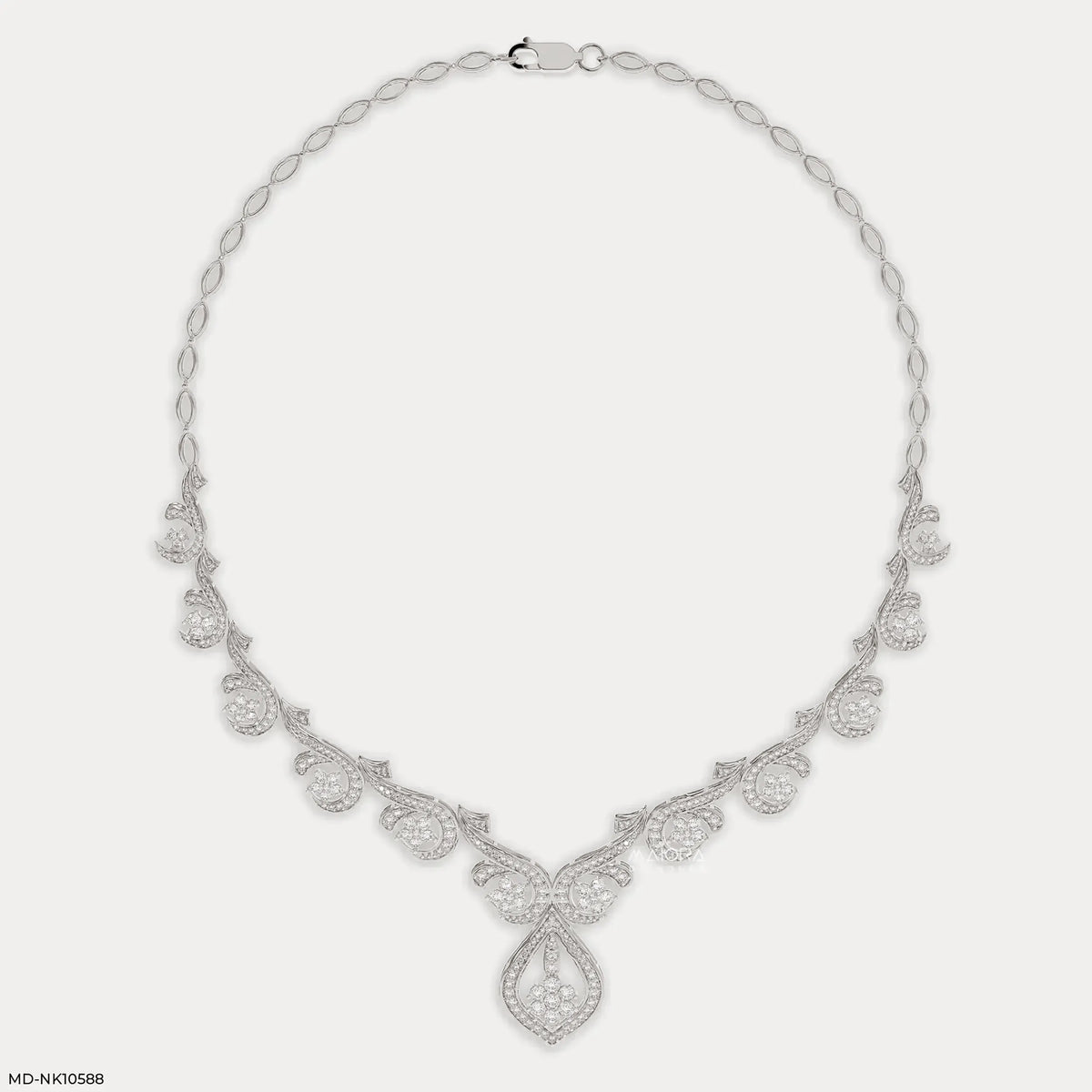 Floral Golden Swirl Diamond Necklace