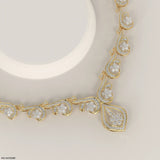 Floral Golden Swirl Diamond Necklace 9K White Gold