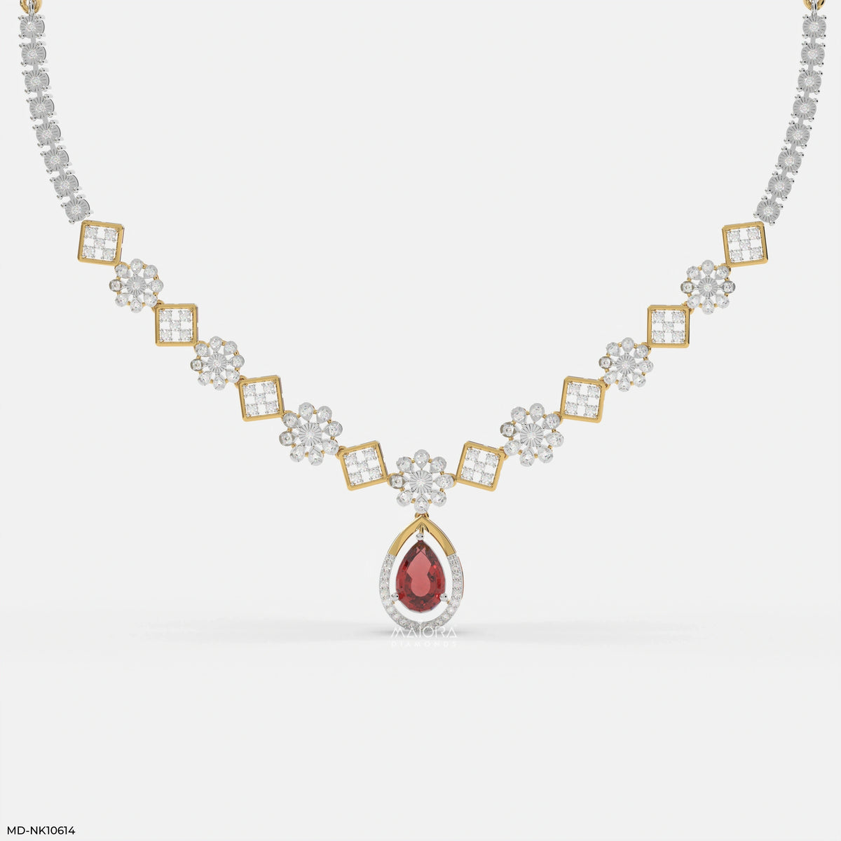Red Regal Ruby Diamond Necklace