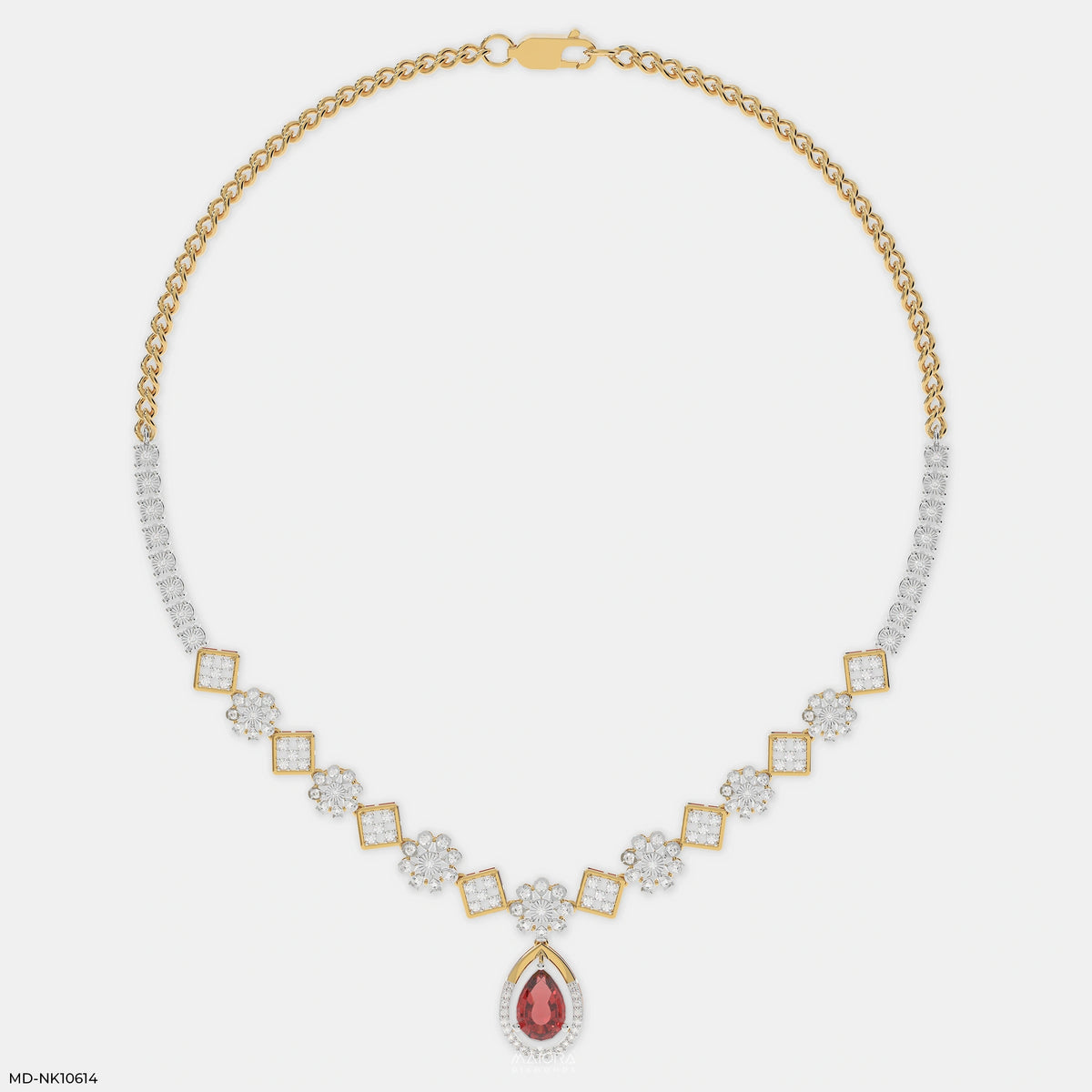Red Regal Ruby Diamond Necklace