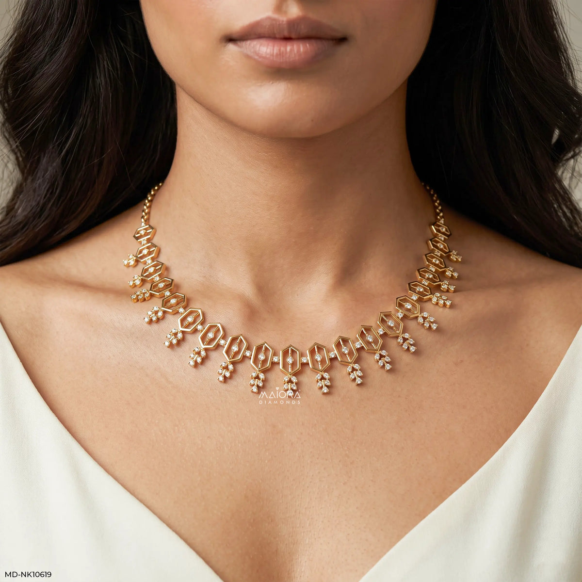 Hexa Leaf Diamond Necklace