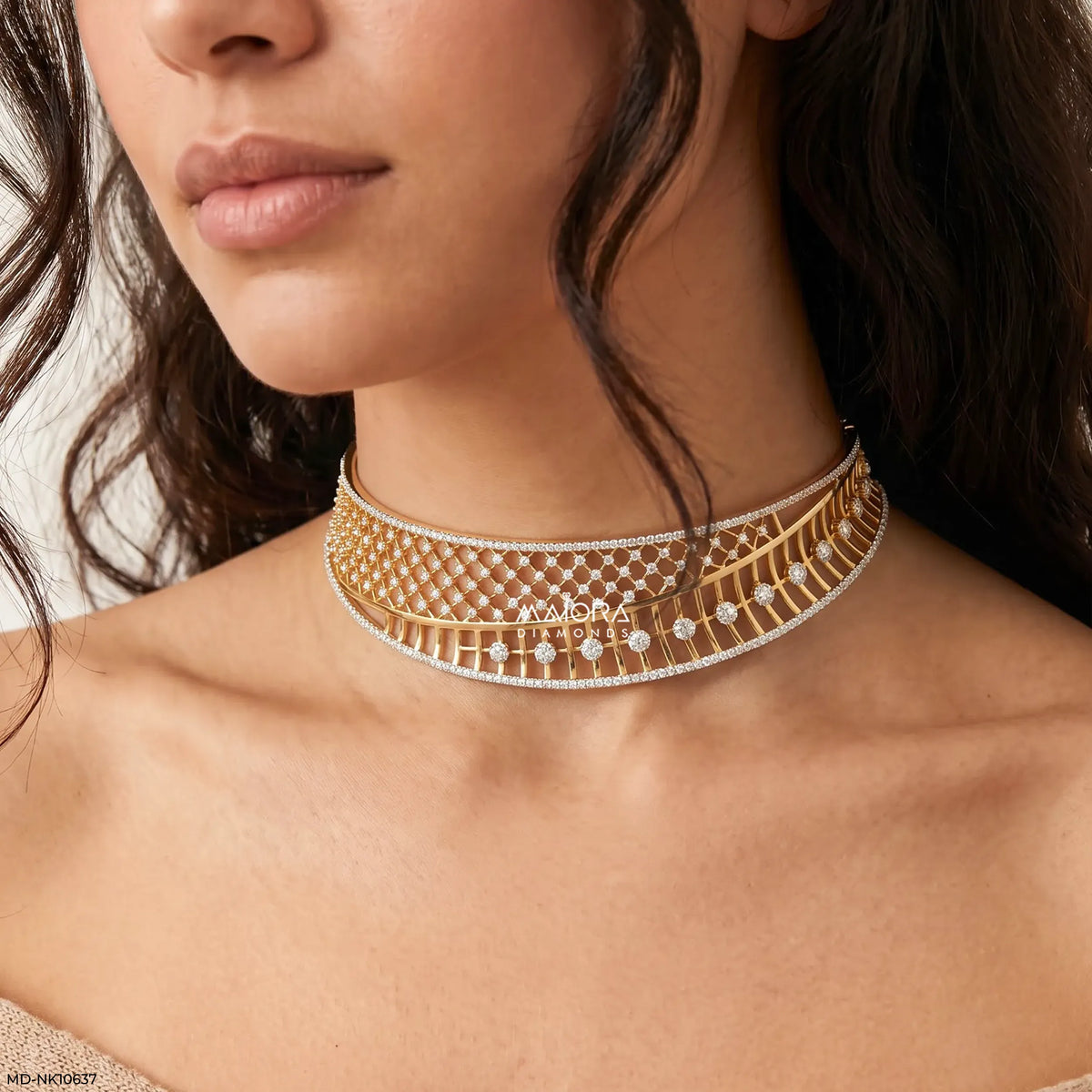 Open Structure Diamond Choker Necklace