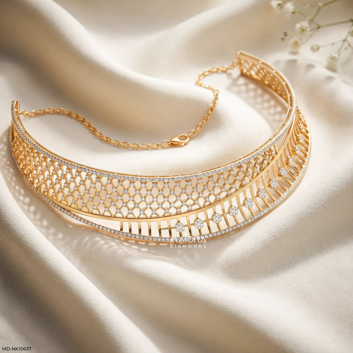Open Structure Diamond Choker Necklace