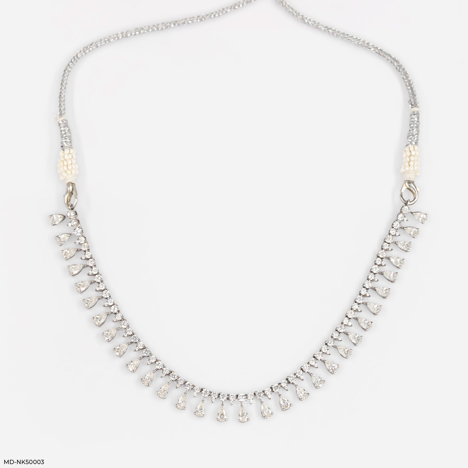 Pear Drop Fringe Lab Diamond Necklace 925 Sterling Silver