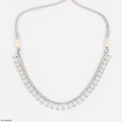 Pear Drop Fringe Lab Diamond Necklace 925 Sterling Silver