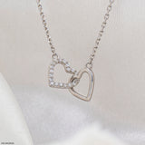 Hearts Entwined Lab Diamond Necklace 925 Sterling Silver
