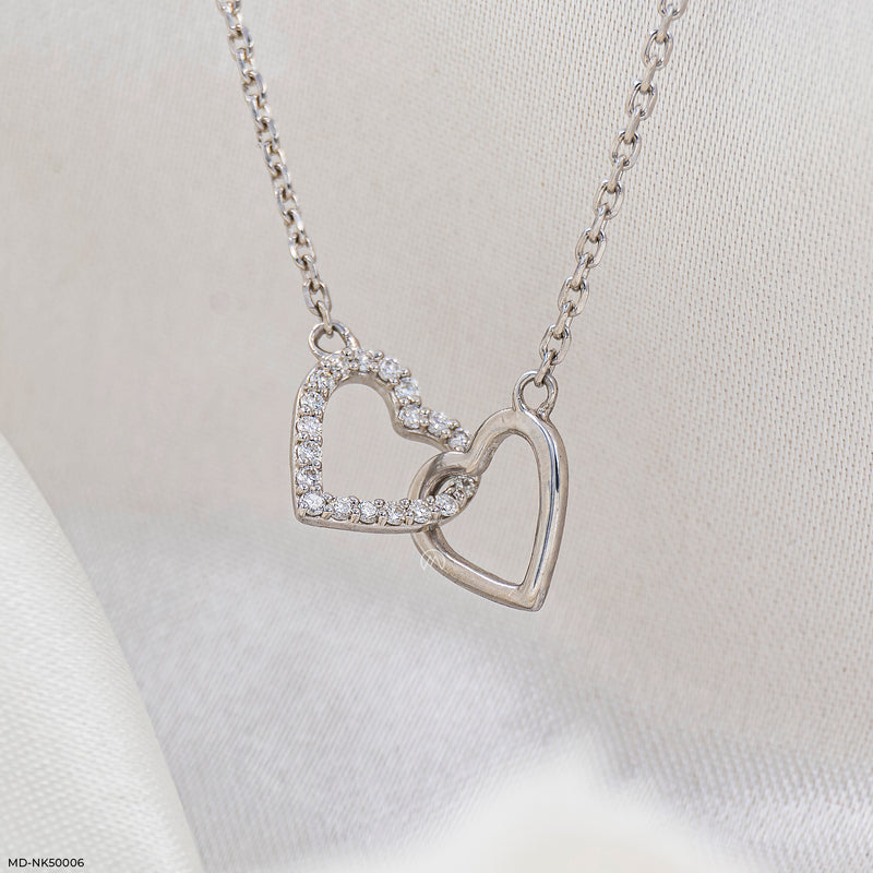 Hearts Entwined Lab Diamond Necklace 925 Sterling Silver
