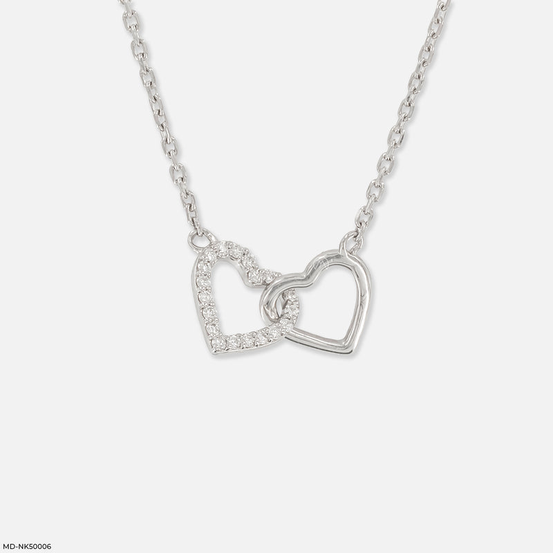 Hearts Entwined Lab Diamond Necklace 925 Sterling Silver