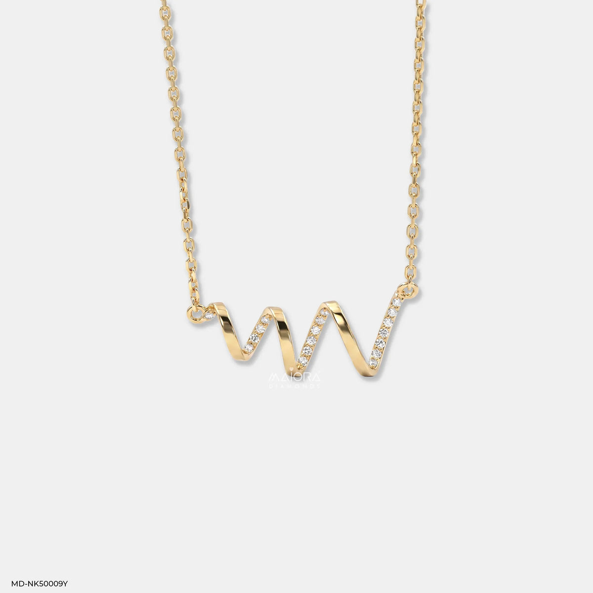 Spiral Wave Diamond Necklace