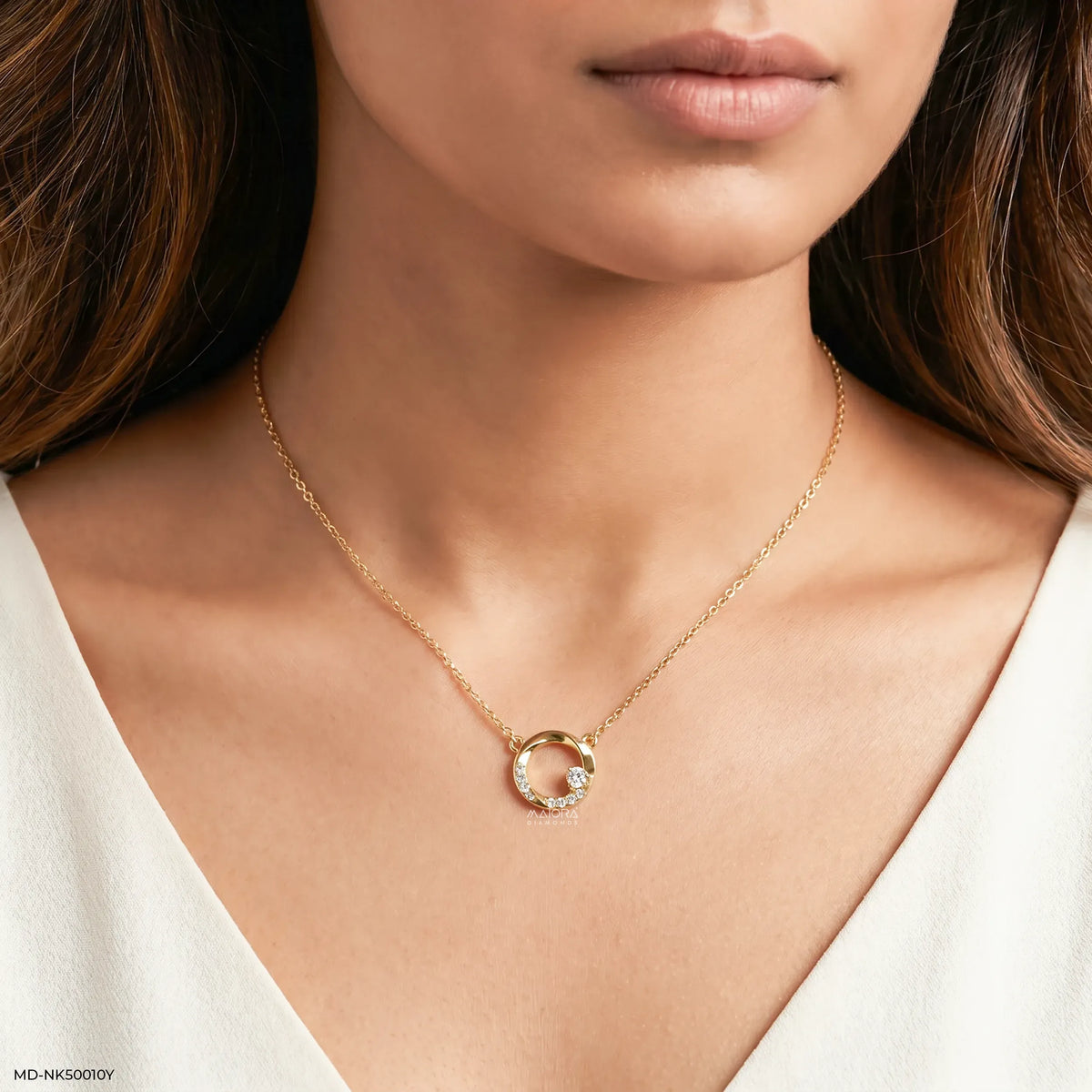 Twisted Circle Diamond Necklace