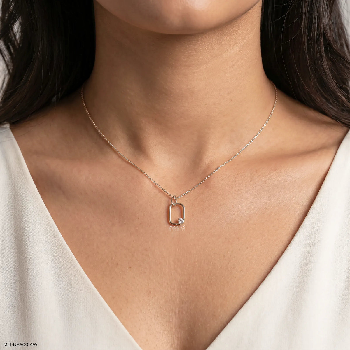 Off Center Round Diamond Necklace
