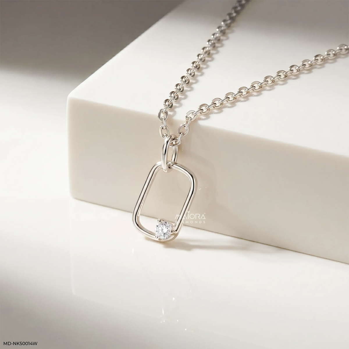 Off Center Round Diamond Necklace