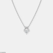 Holding Solitaire Round Diamond Necklace