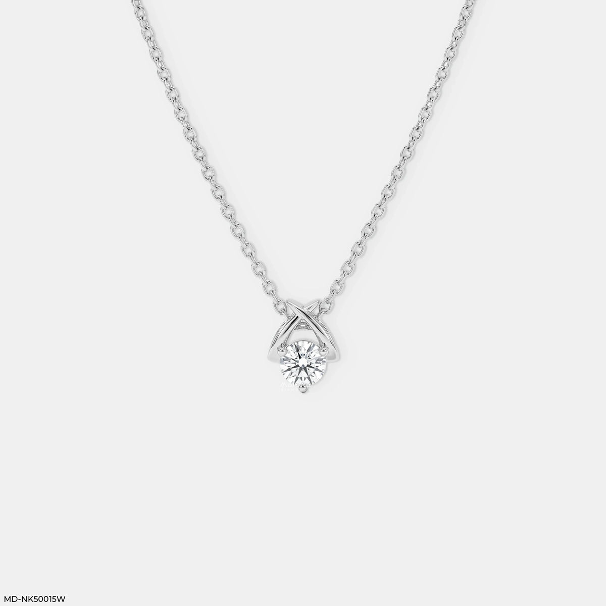 Holding Solitaire Round Diamond Necklace