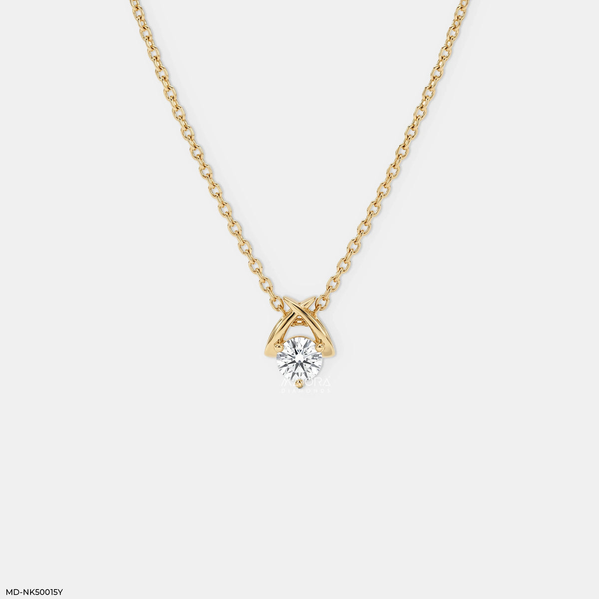 Crisshold Round Solitaire Diamond Necklace