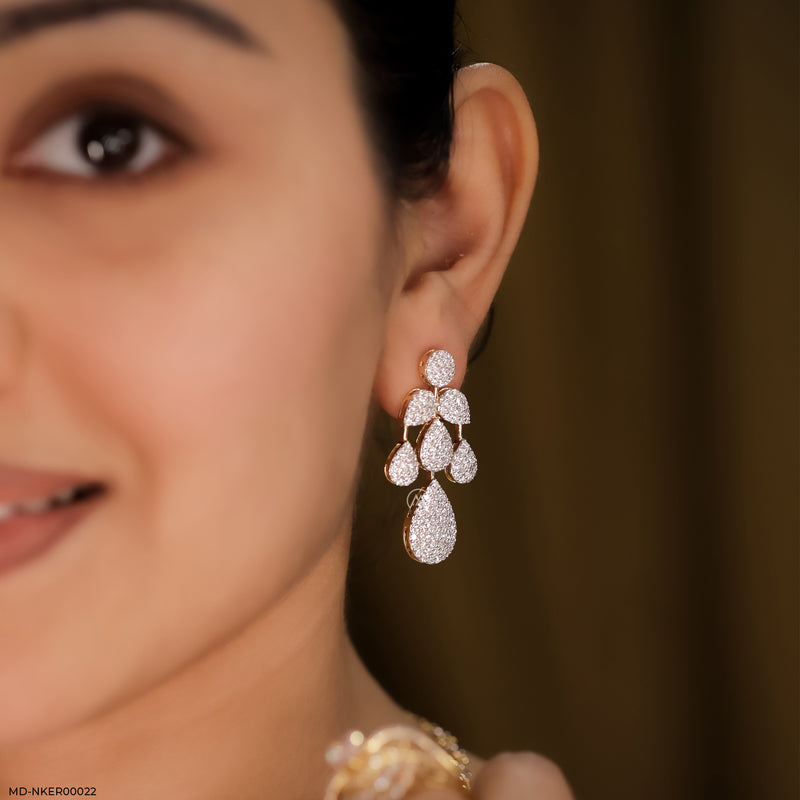 Radiant Raindrop Diamond Earrings 14K Rose Gold