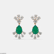 Emerald Leaf Diamond Earrings 14K Rose Gold
