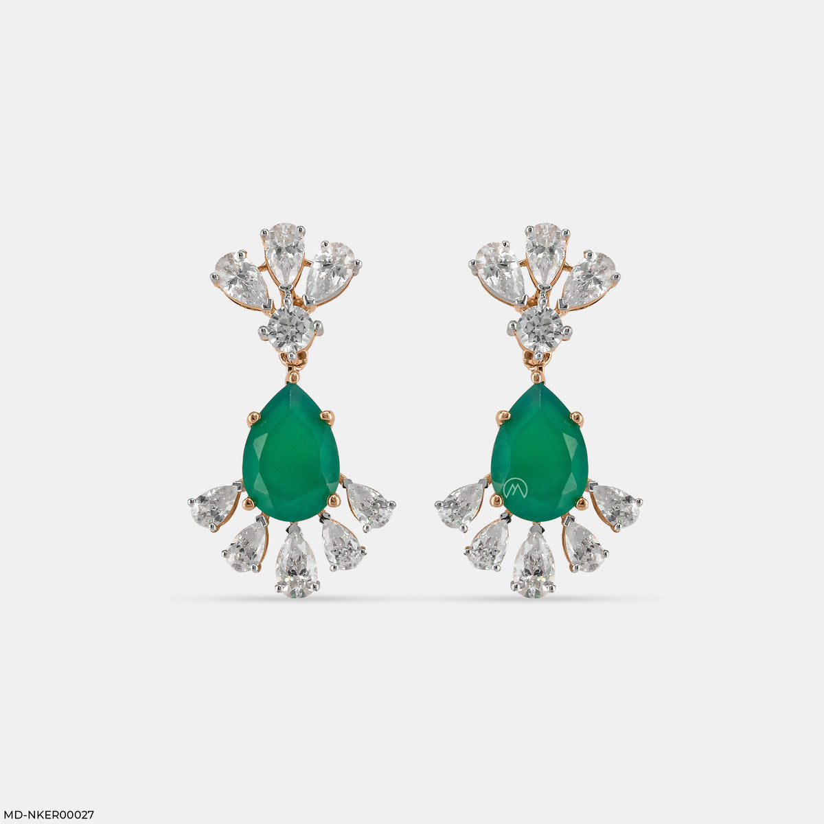 Emerald Leaf Diamond Earrings