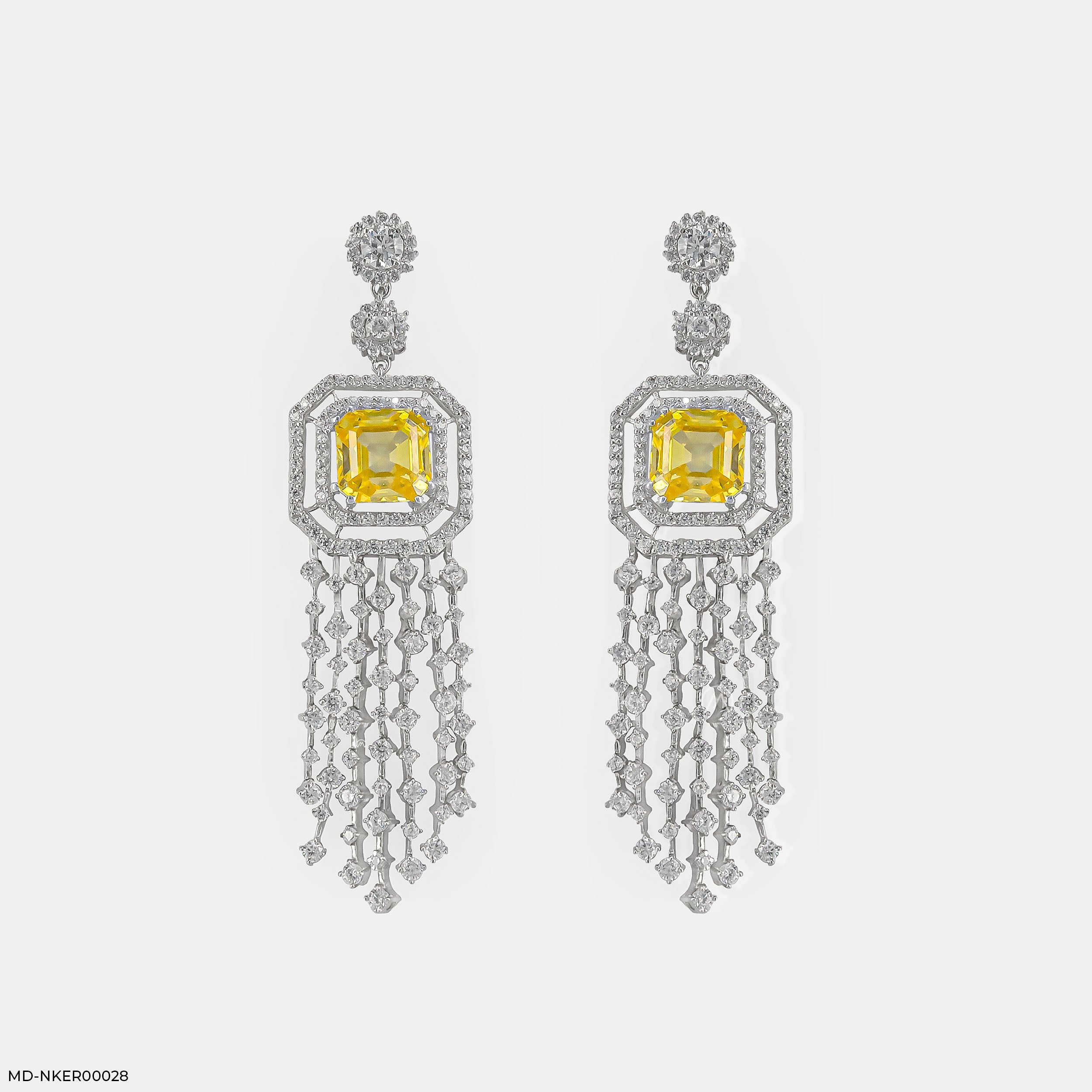 Sunlight Tassel Diamond Earrings 9K White Gold