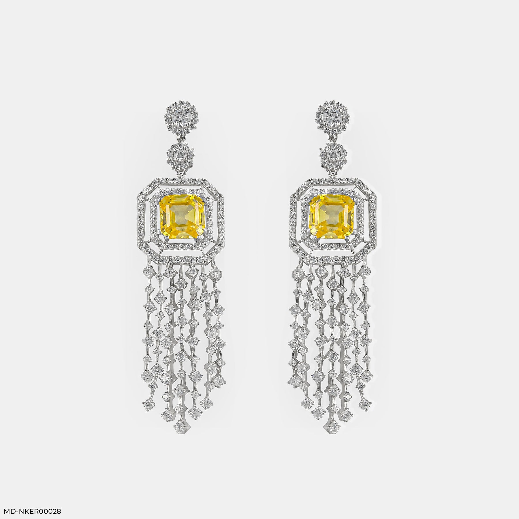 Sunlight Tassel Diamond Earrings 14K White Gold