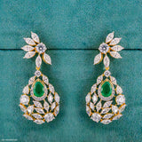 Emerald Petal Diamond Earrings 18K Yellow Gold