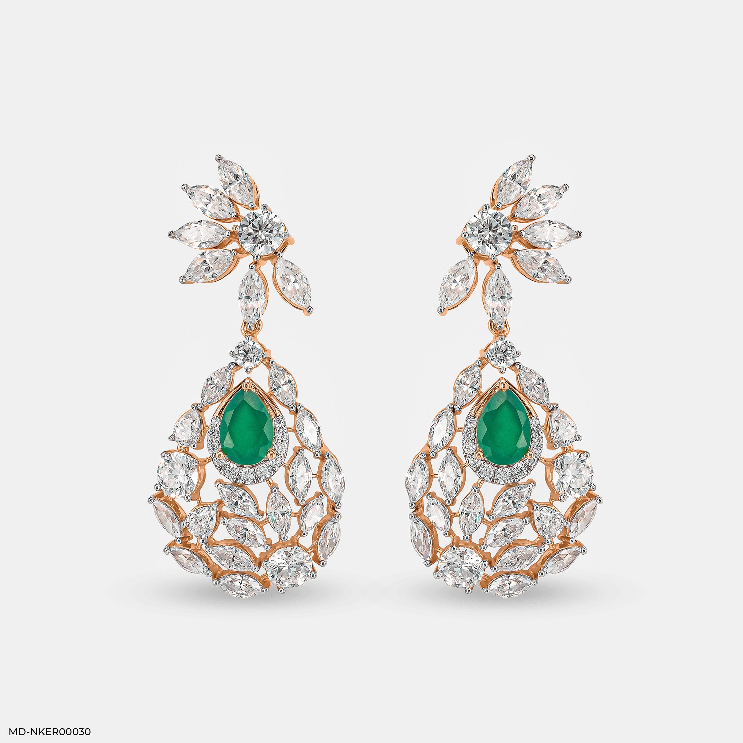 Emerald Petal Diamond Earrings