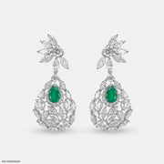 Emerald Petal Diamond Earrings Platinum 950