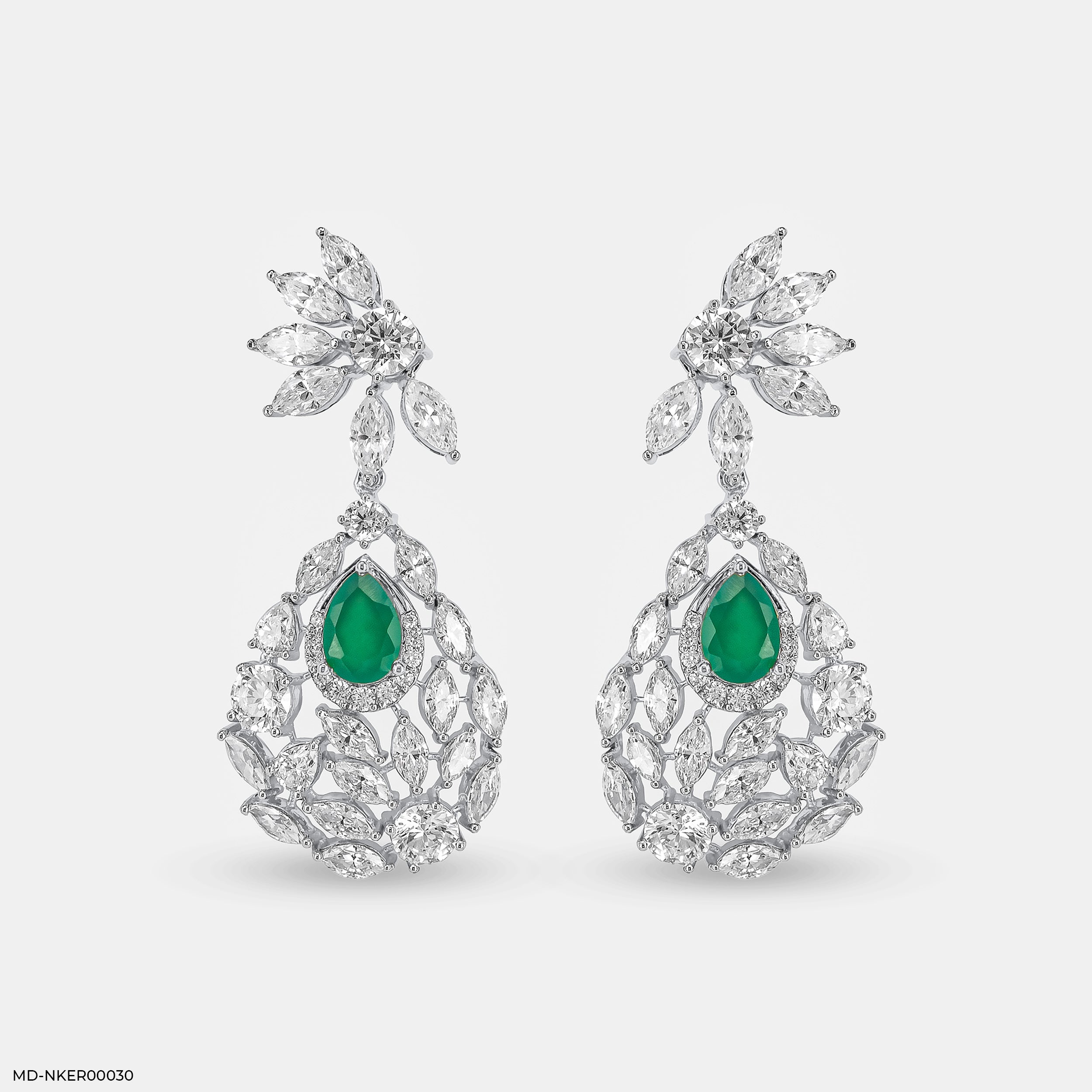 Emerald Petal Diamond Earrings