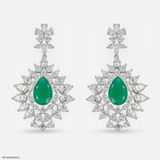 2.2 Carat Pear Emerald Blossom Earrings 9K White Gold
