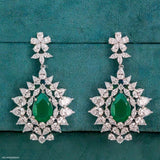 2.2 Carat Pear Emerald Blossom Earrings 14K Rose Gold