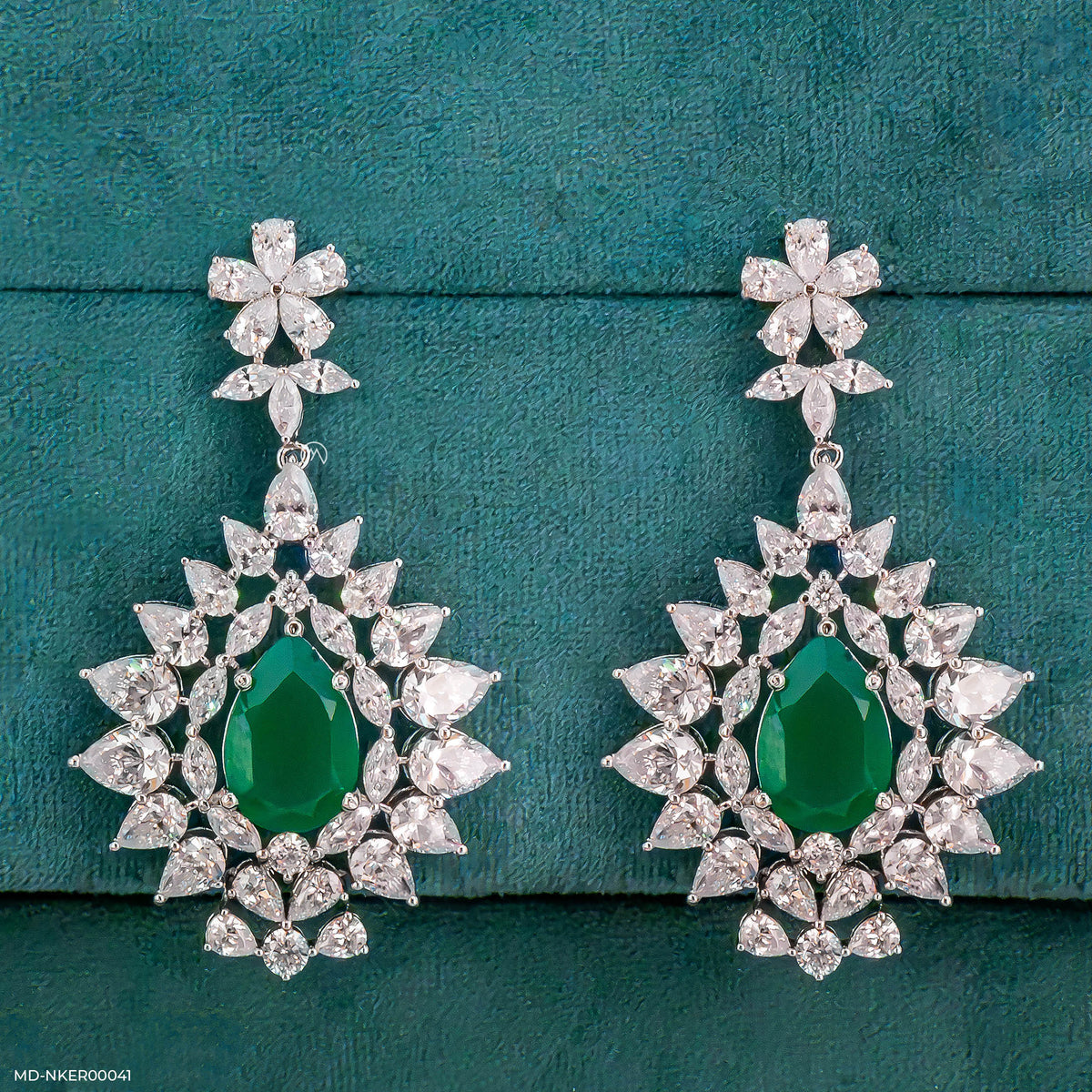 2.2 Carat Pear Emerald Blossom Earrings