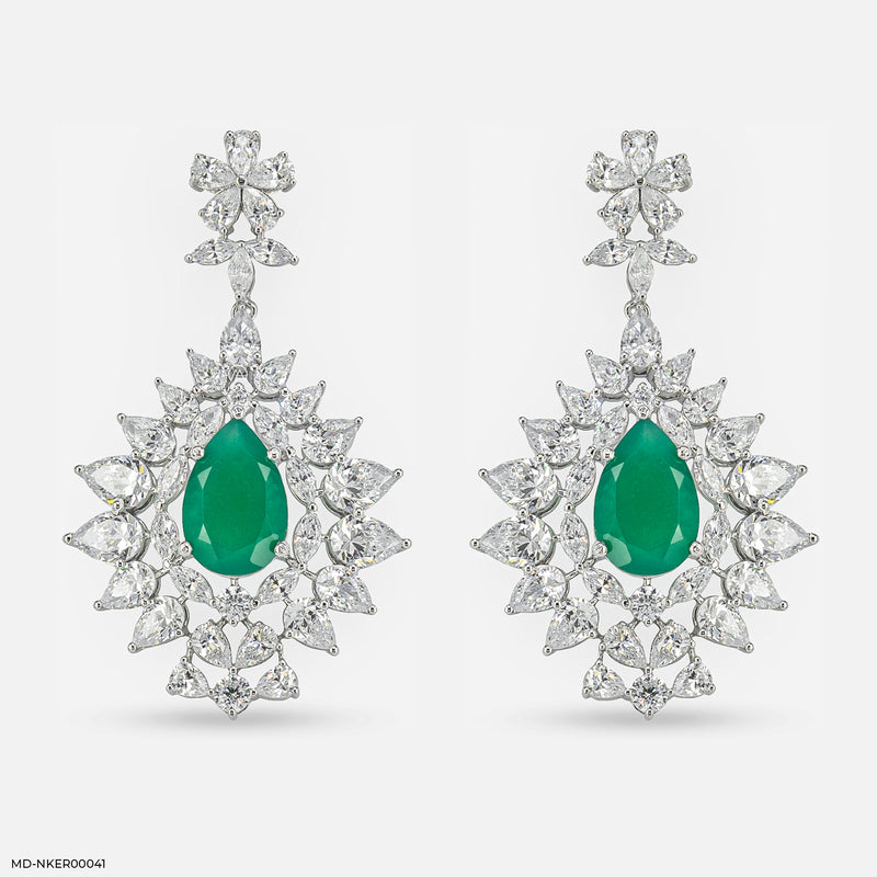 2.2 Carat Pear Emerald Blossom Earrings 14K Rose Gold
