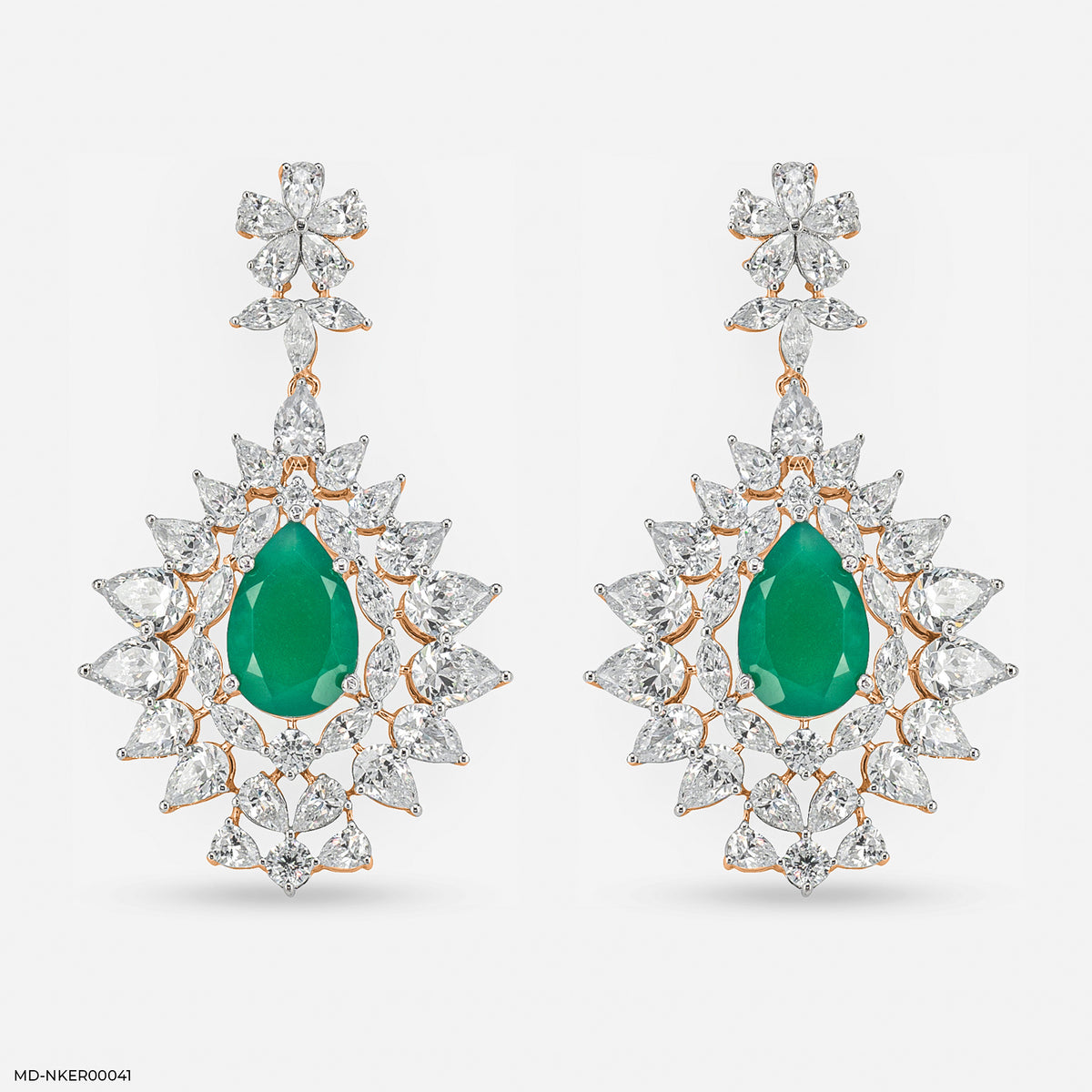2.2 Carat Pear Emerald Blossom Earrings