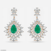 2.2 Carat Pear Emerald Blossom Earrings 14K Rose Gold