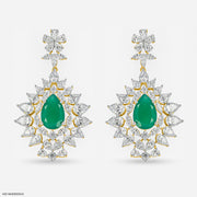 2.2 Carat Pear Emerald Blossom Earrings 14K Yellow Gold