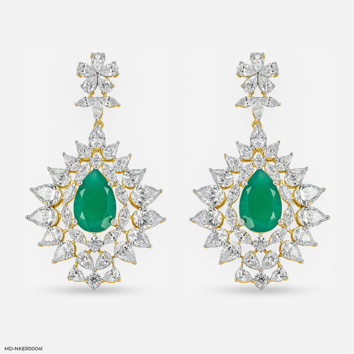 2.2 Carat Pear Emerald Blossom Earrings