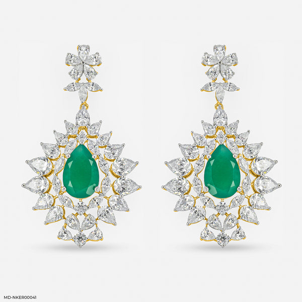 2.2 Carat Pear Emerald Blossom Earrings 18K Yellow Gold