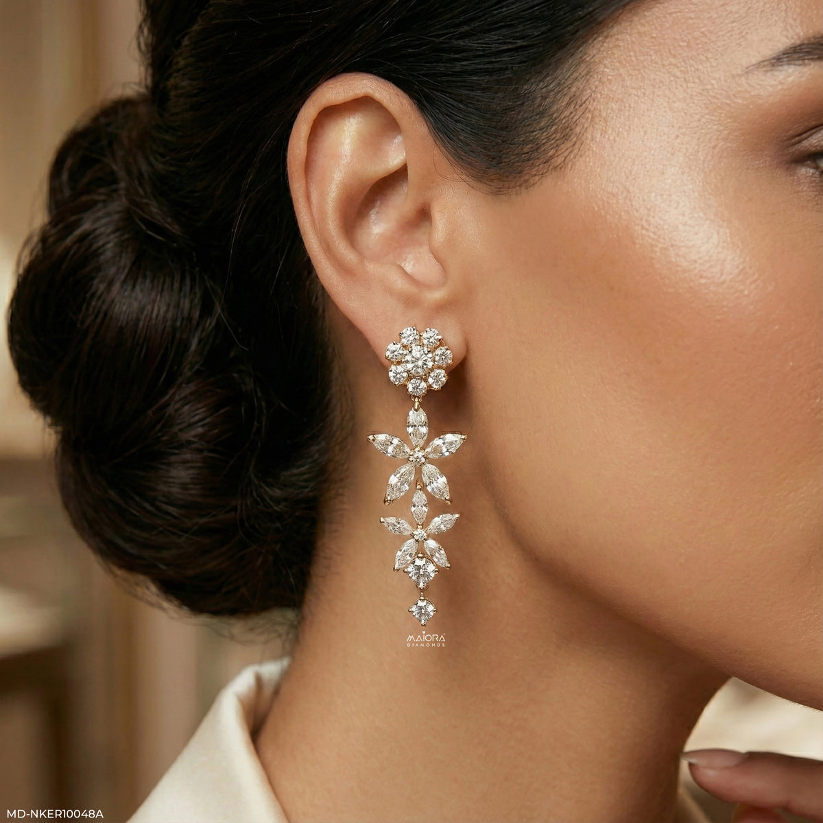 Marquise Petal Bunch Diamond Earrings