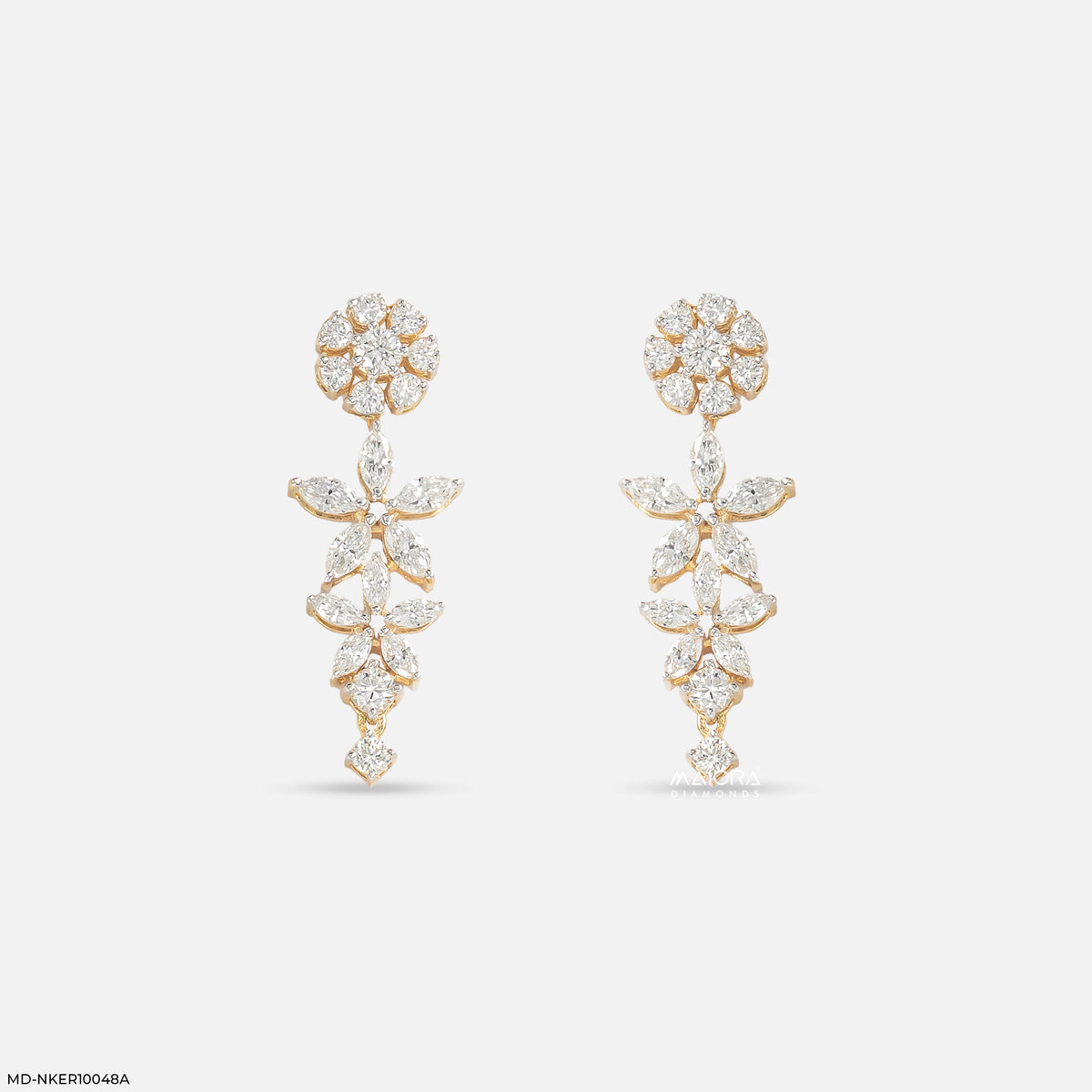 Marquise Petal Bunch Diamond Earrings
