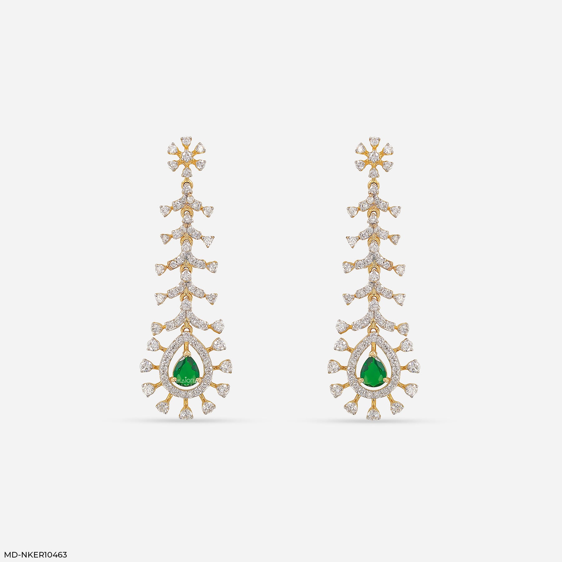 Frozen Fern Emerald Diamond Earrings Platinum 950