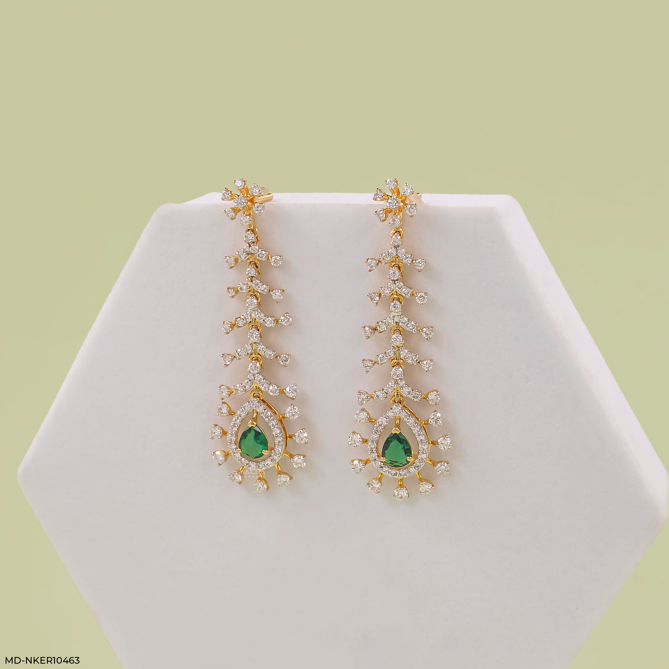 Frozen Fern Emerald Diamond Earrings Platinum 950