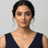 Petal Cluster Gemstone Lab Diamond Drop Necklace 14K Yellow Gold