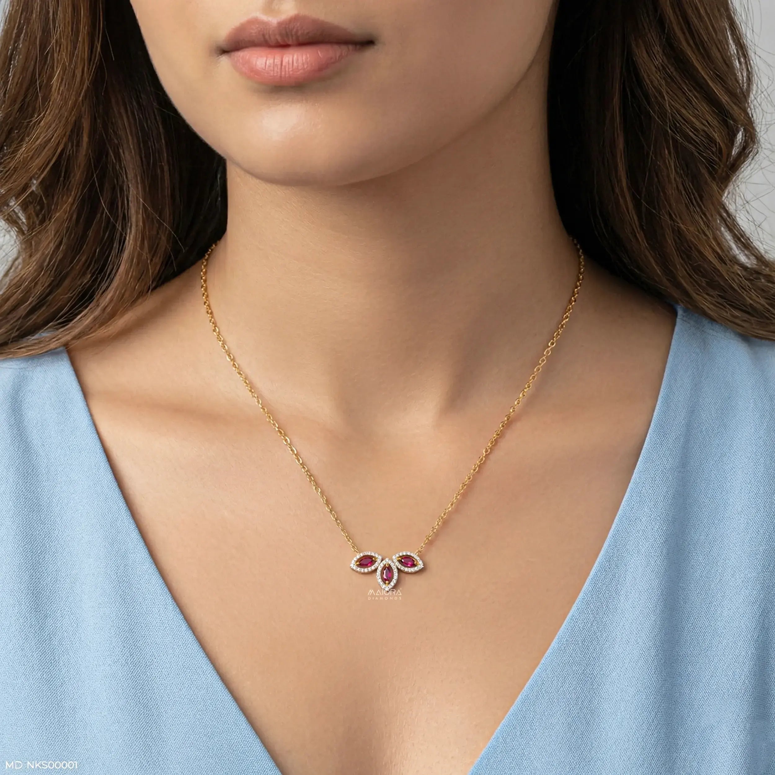 0.75 Carat Petal Cluster Gemstone Lab Diamond Drop Pendant Without Chain