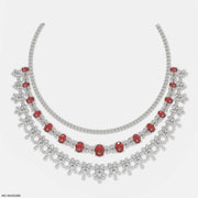 Velvet Crimson Layered Necklace 14K Rose Gold