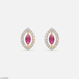 The Marquise-Ruby Halo Lab Diamond Earrings 14K Yellow Gold