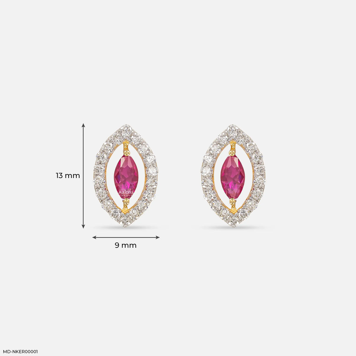 0.5 Carat Ruby Eye Stud Lab Diamond Earrings